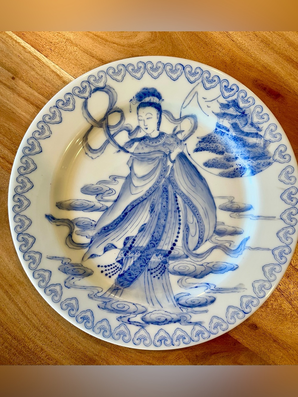 Moon Goddess Chang’e Blue and White Porcelain Plate